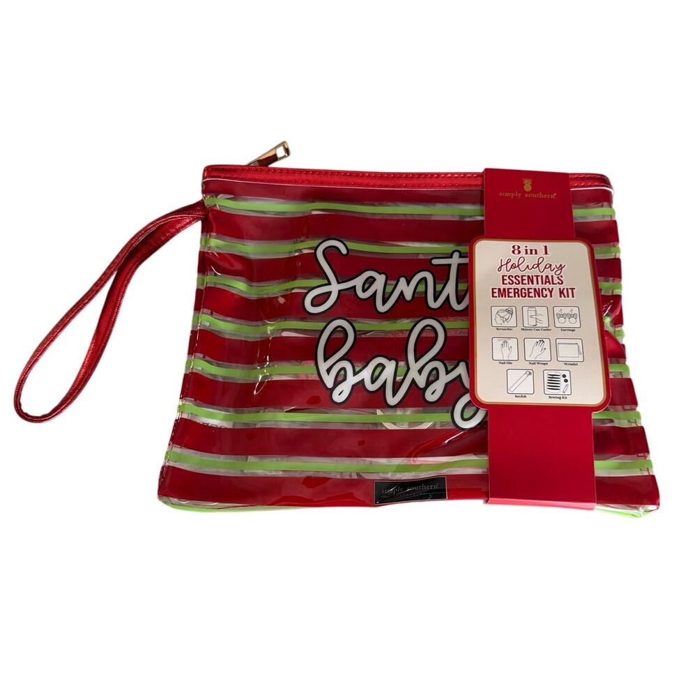Simply Southern Santa Baby Wristlet Bag with Essentials Holiday Christmas